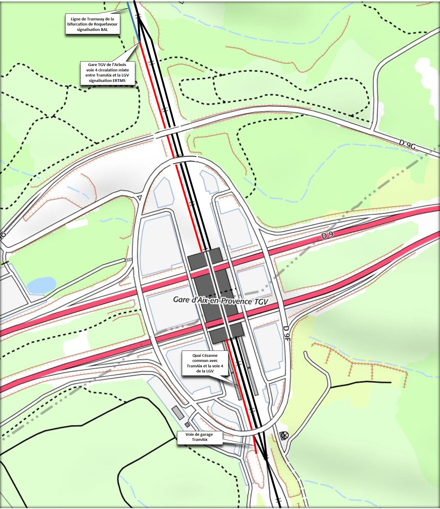 Plan des voies gare TGV